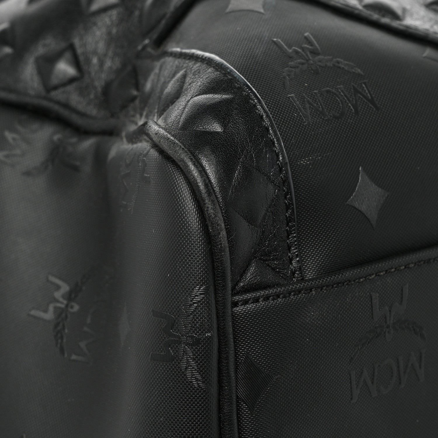 MCM Visetos Medium Stud Traveler Weekender Duffle Bag Black 10 of 12