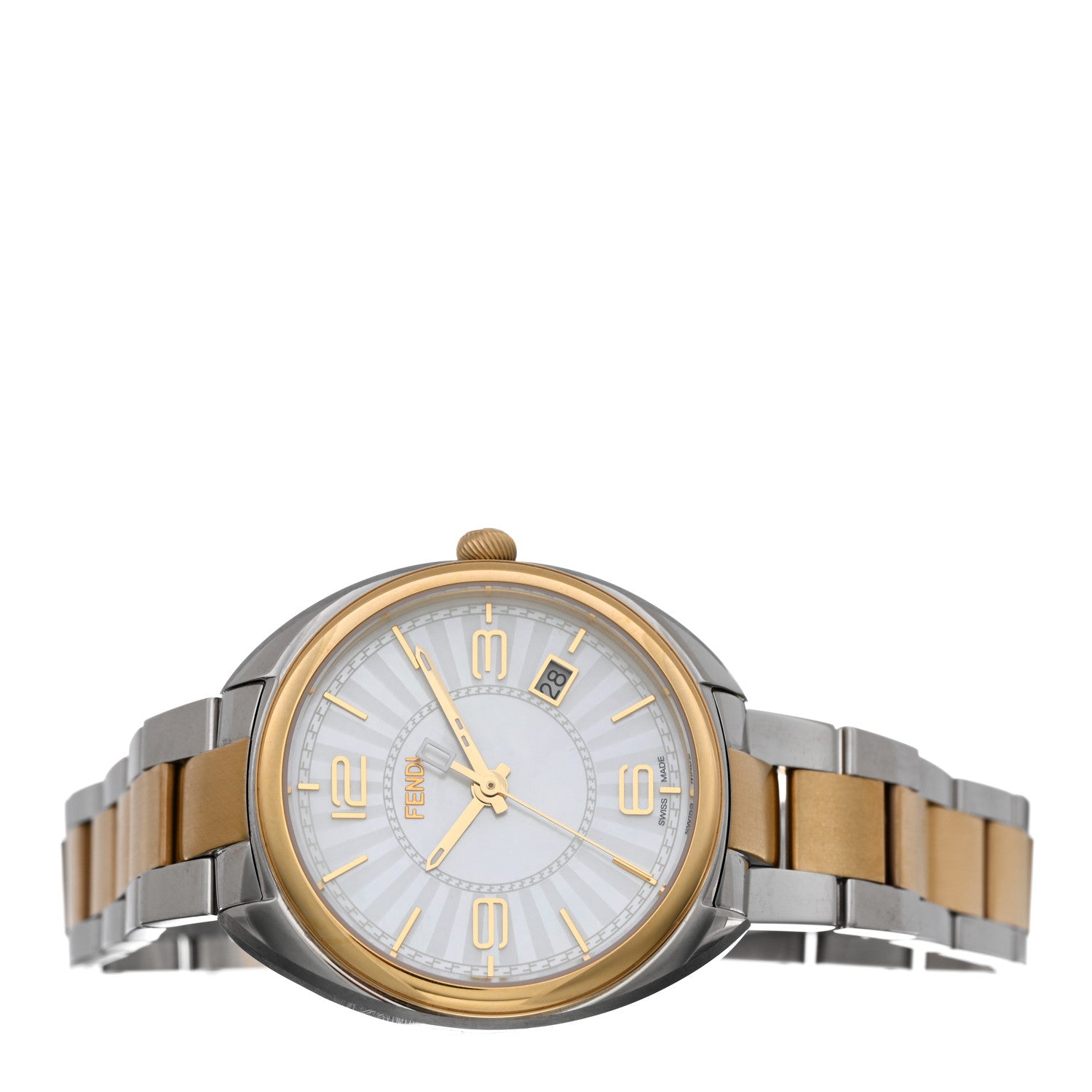 Fendi Stainless Steel Diamond Mother of Pearl 34mm Momento Two Tone Quartz Watch 2 of 5