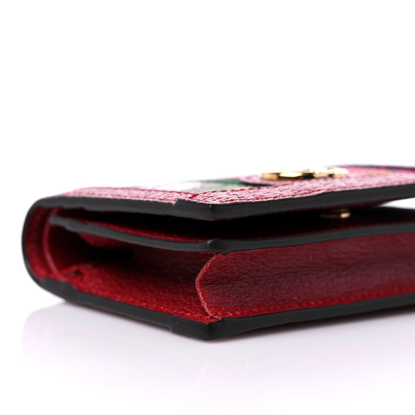 GG Supreme Monogram Flora Web Ophidia Card Case Red