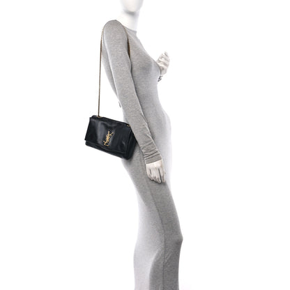 Saint Laurent Smooth Calfskin Suede Small Reversible Monogram Kate Satchel Black 2 of 17