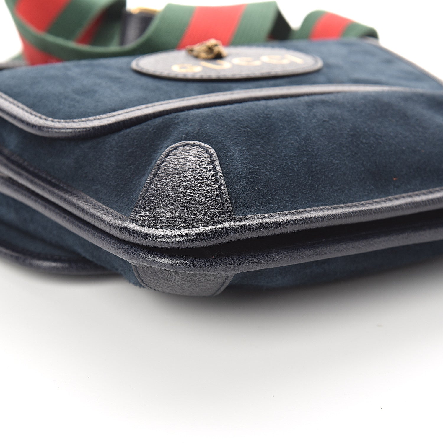 Gucci Suede Web Small Neo Vintage Double Flap Messenger Bag Blue 7 of 8