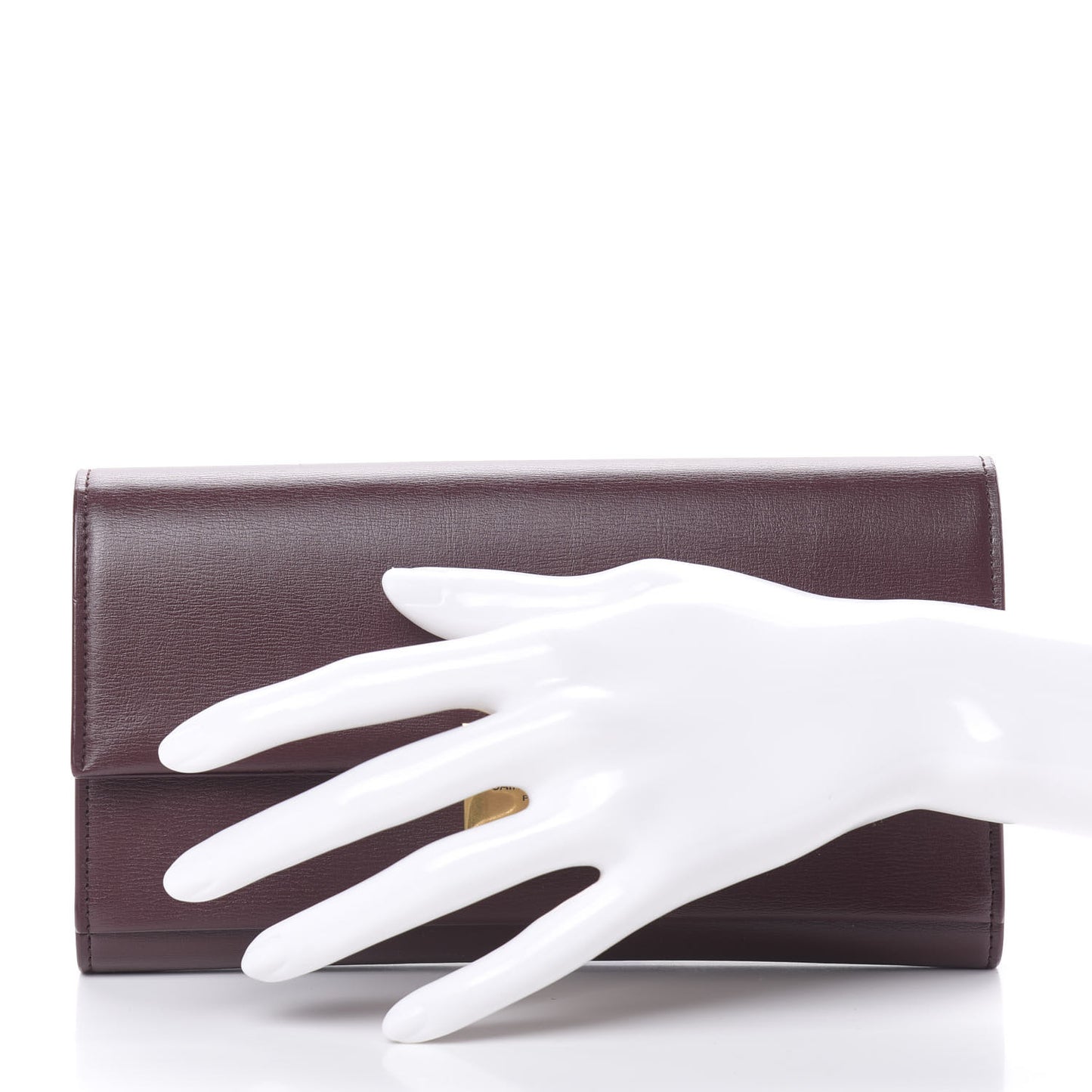 Calfskin Bellechasse Flap Clutch Wallet Rouge Legion