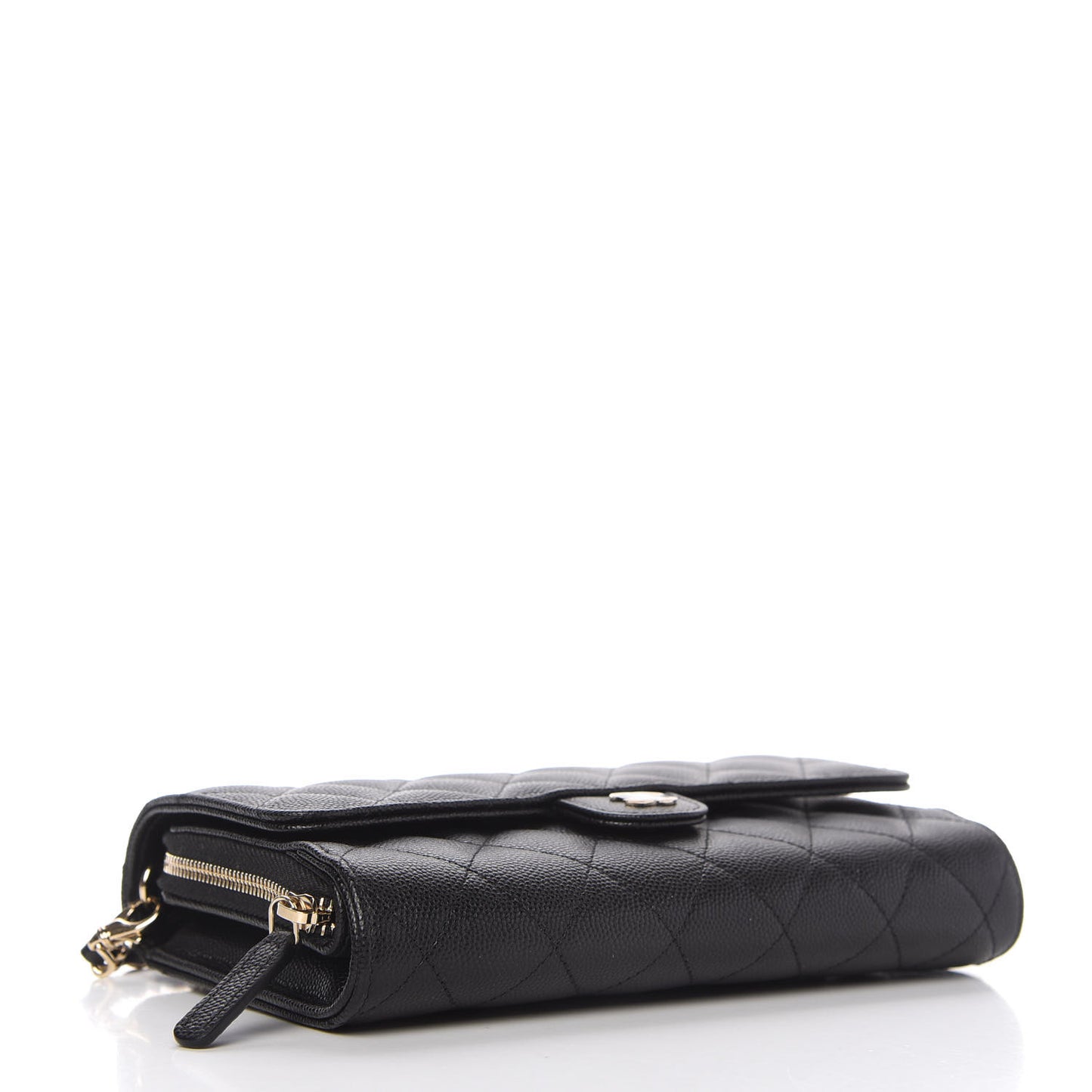 Caviar Quilted Flap Phone Holder With Chain Black