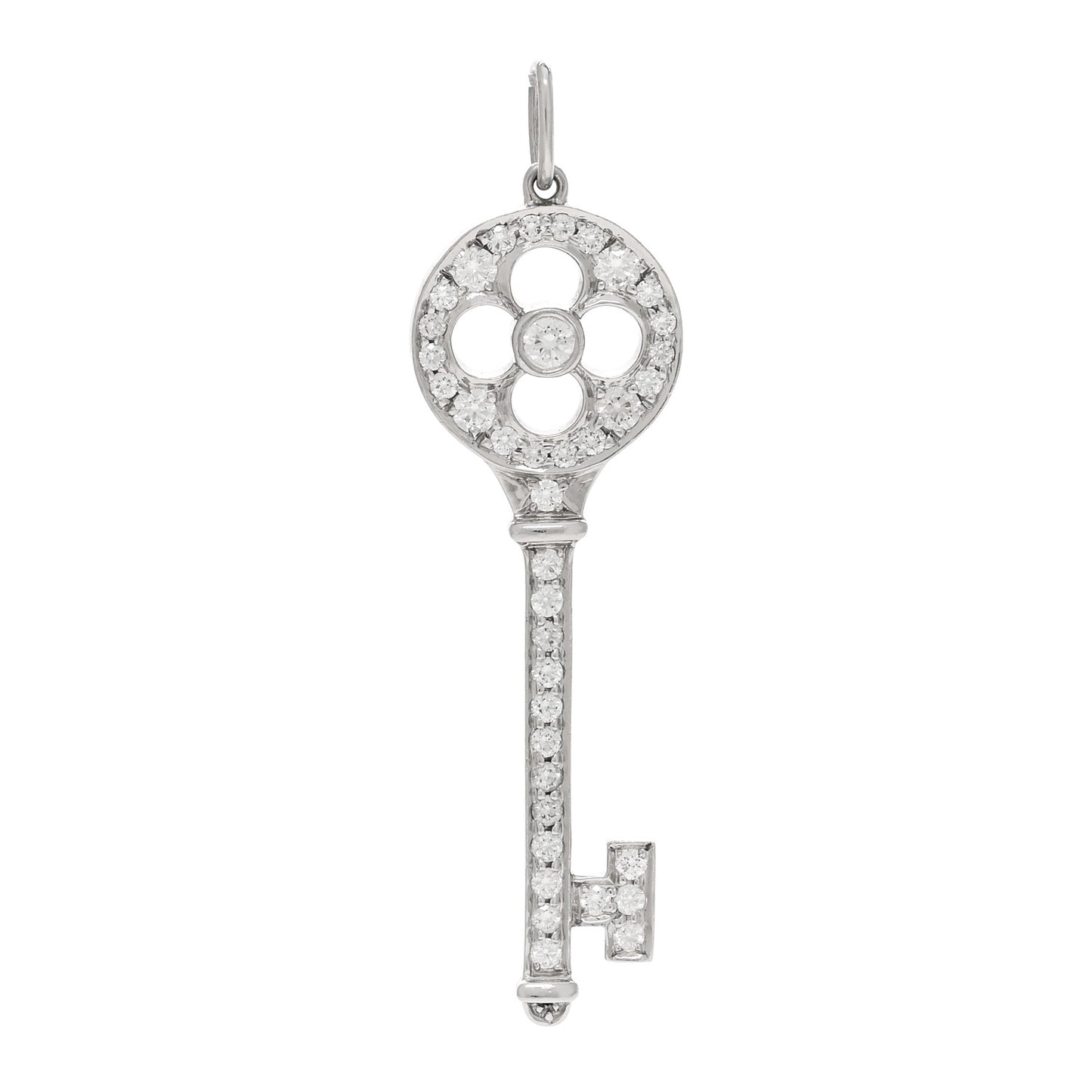 Platinum Diamond Quatrefoil Key Pendant