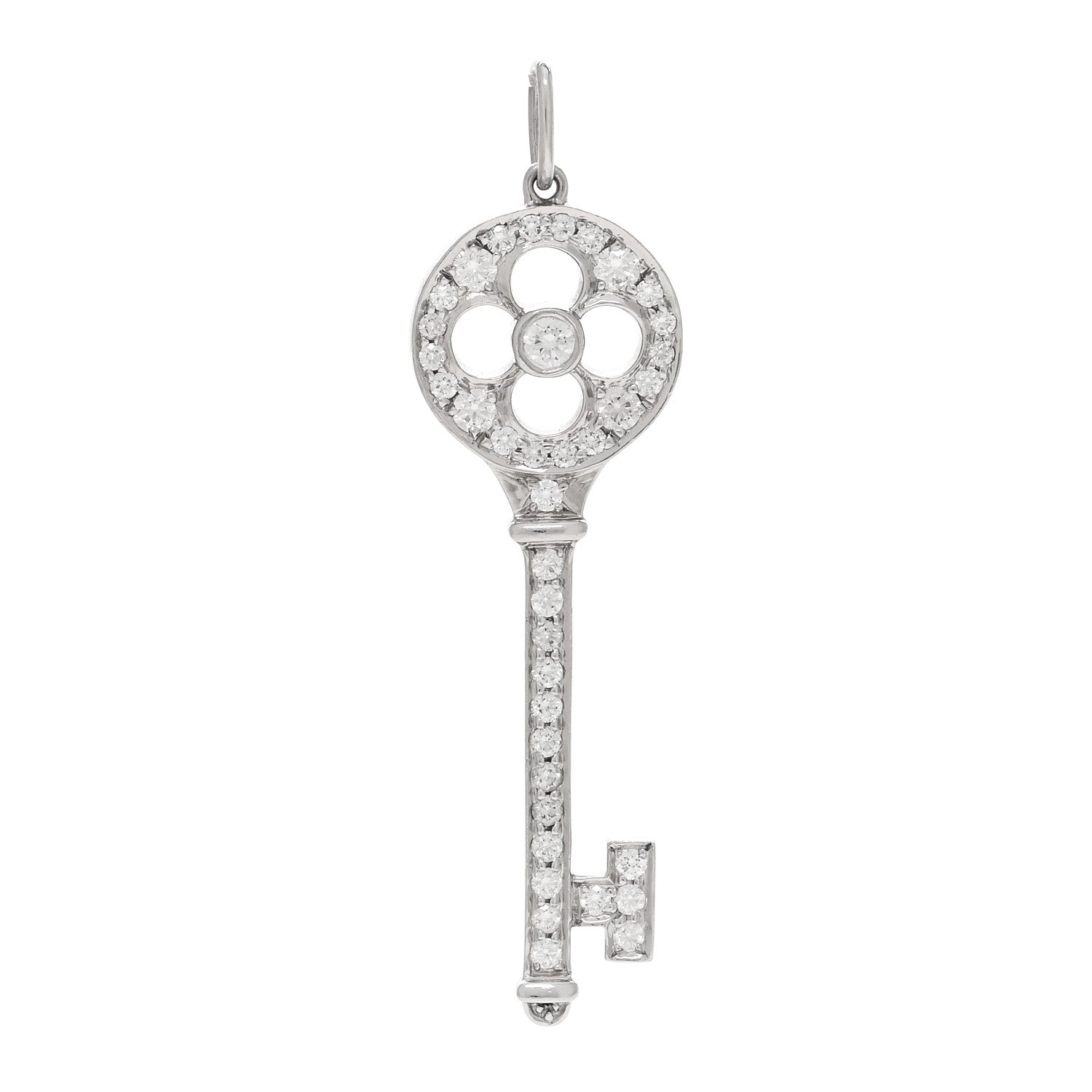 Tiffany Platinum Diamond Quatrefoil Key Pendant 1 of 4