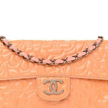 Chanel Patent Calfskin Camellia Embossed Flap Pochette Pink 8 of 13