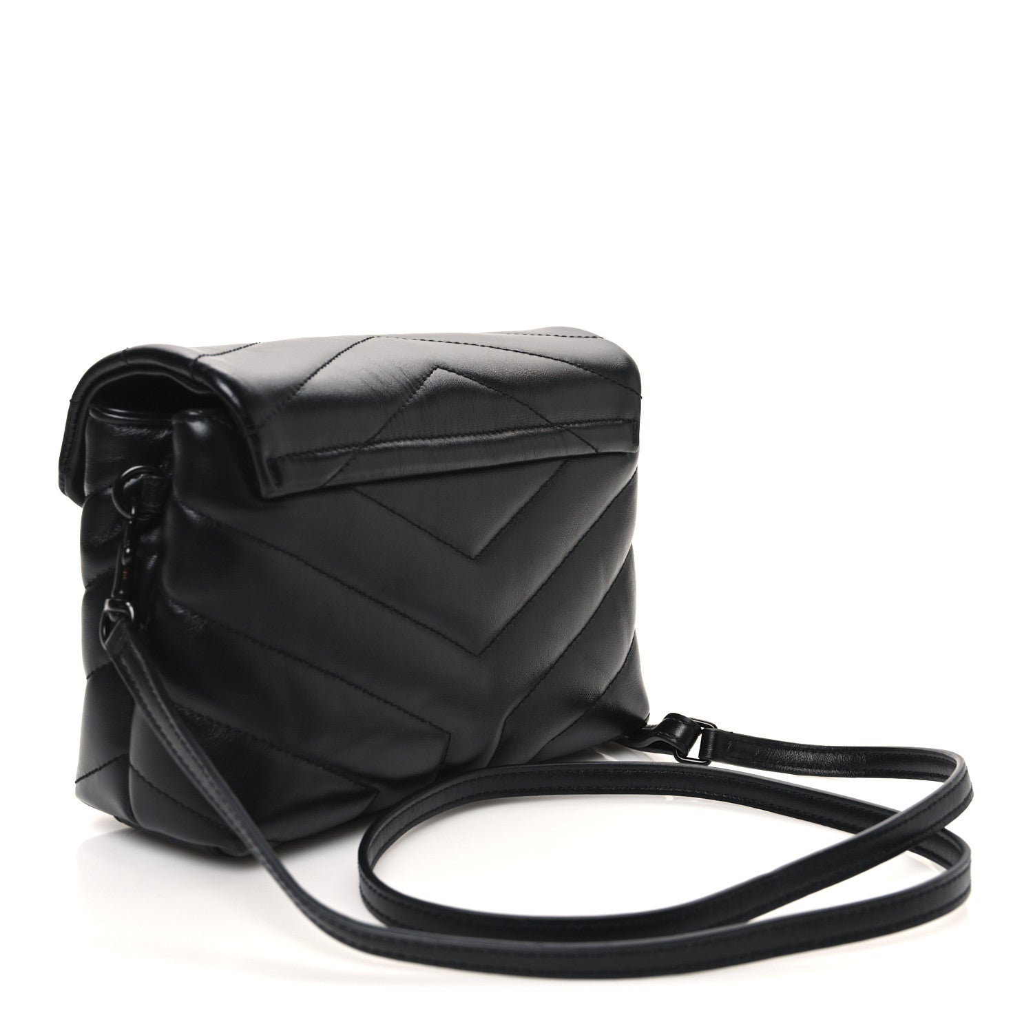 Saint Laurent Calfskin Y Quilted Monogram Monochrome Toy Loulou Crossbody Bag Black 3 of 10