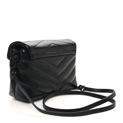 Saint Laurent Calfskin Y Quilted Monogram Monochrome Toy Loulou Crossbody Bag Black 3 of 10