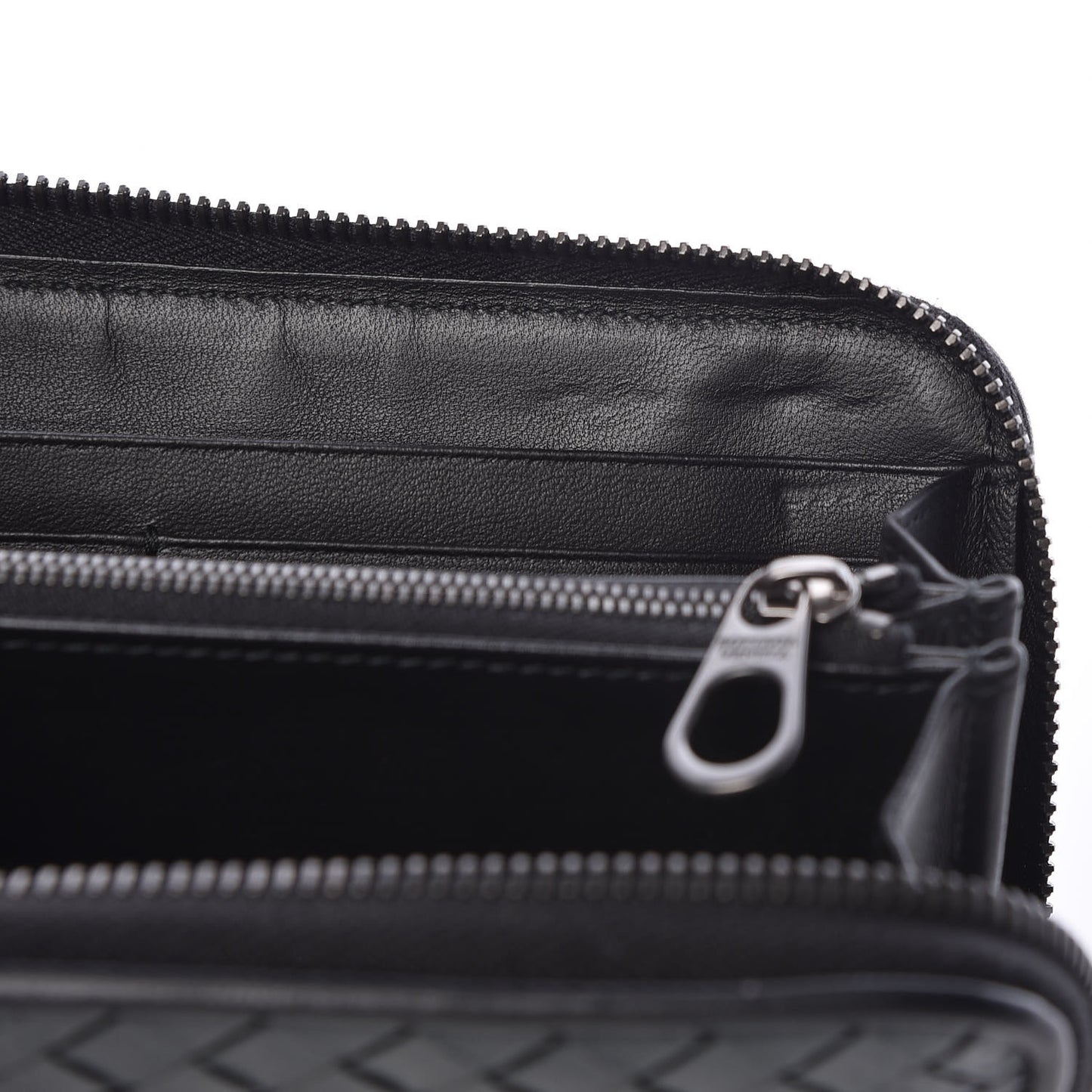 Nappa Intrecciato Gradient Spotted Zip Around Wallet Black Gray