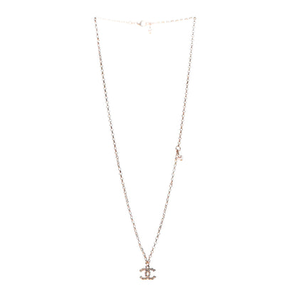 Chanel Pearl Crystal CC Pendant Necklace Gold 3 of 5