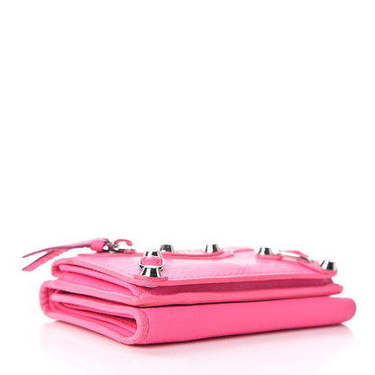 Balenciaga Agneau Arena Classic Hardware Mini Wallet Rose Fluo 4 of 12