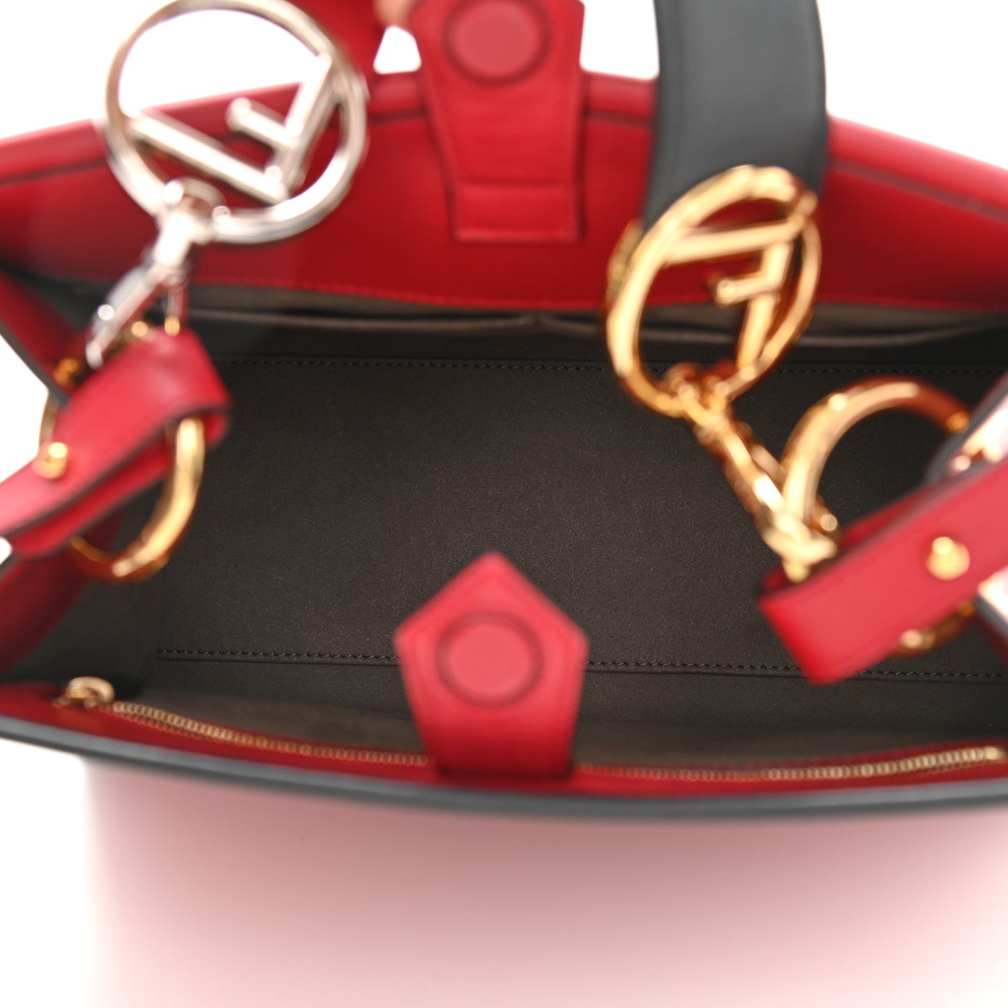Vitello Century Opaco F is Fendi Bi-Color Small Runaway Satchel Fragola Black