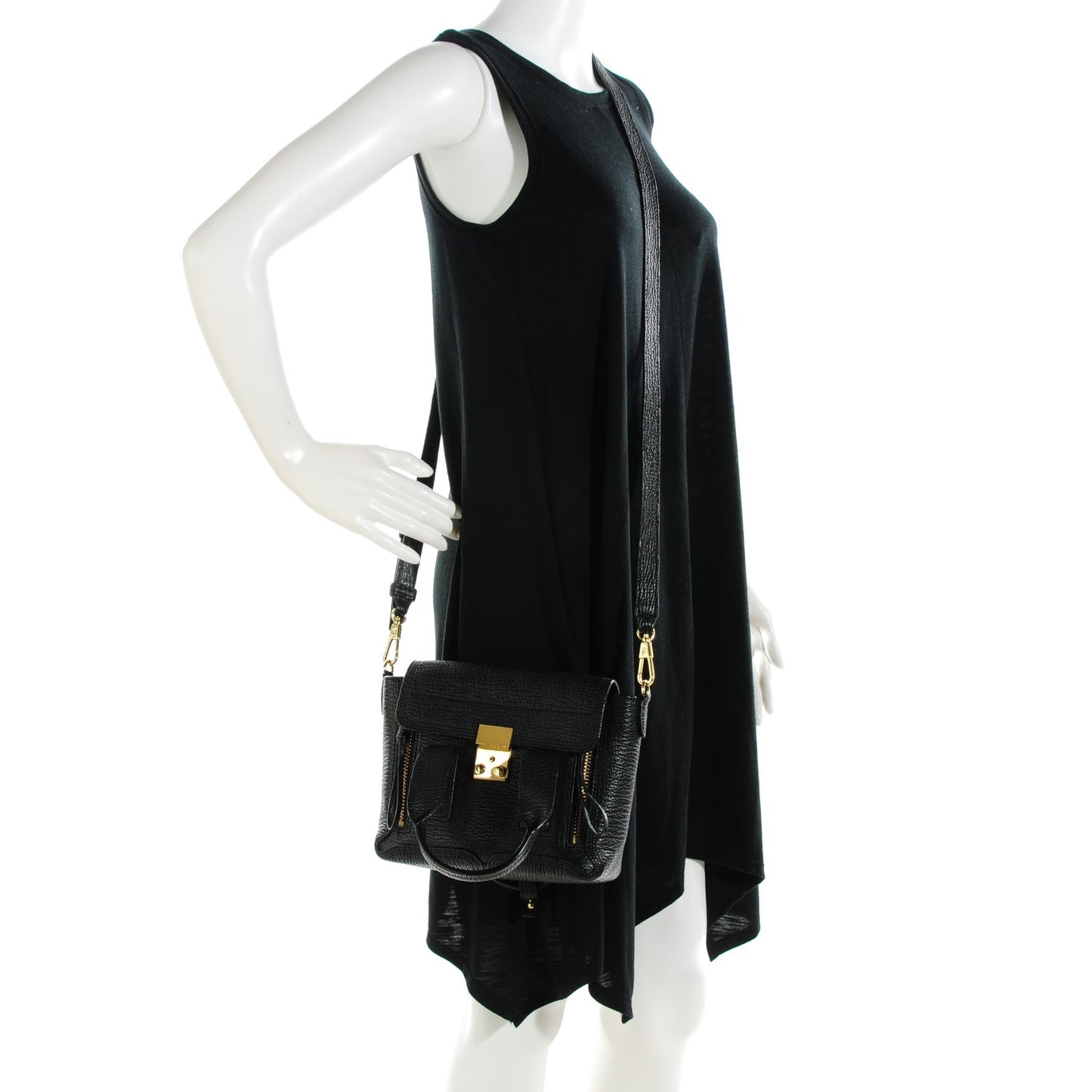 3.1 Textured Calfskin Mini Pashli Satchel Black
