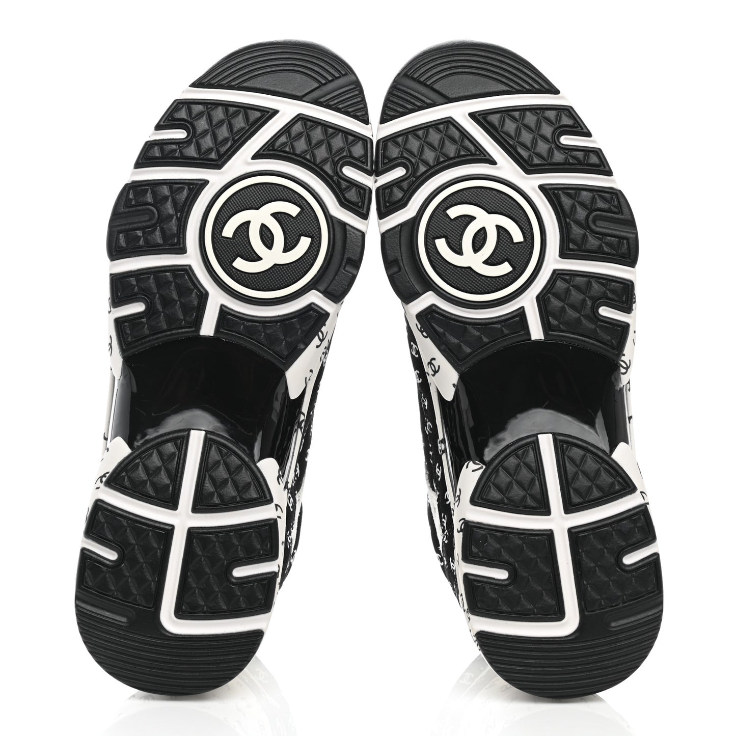 Nylon Suede Calfskin Printed CC Sneakers 39 White Black