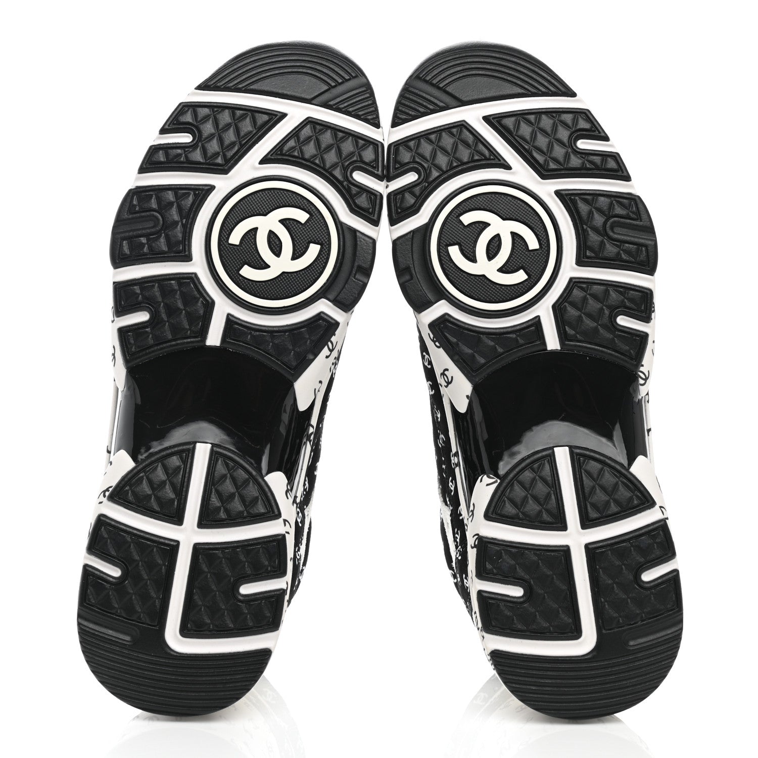 Chanel Nylon Suede Calfskin Printed CC Sneakers 39 White Black 5 of 8