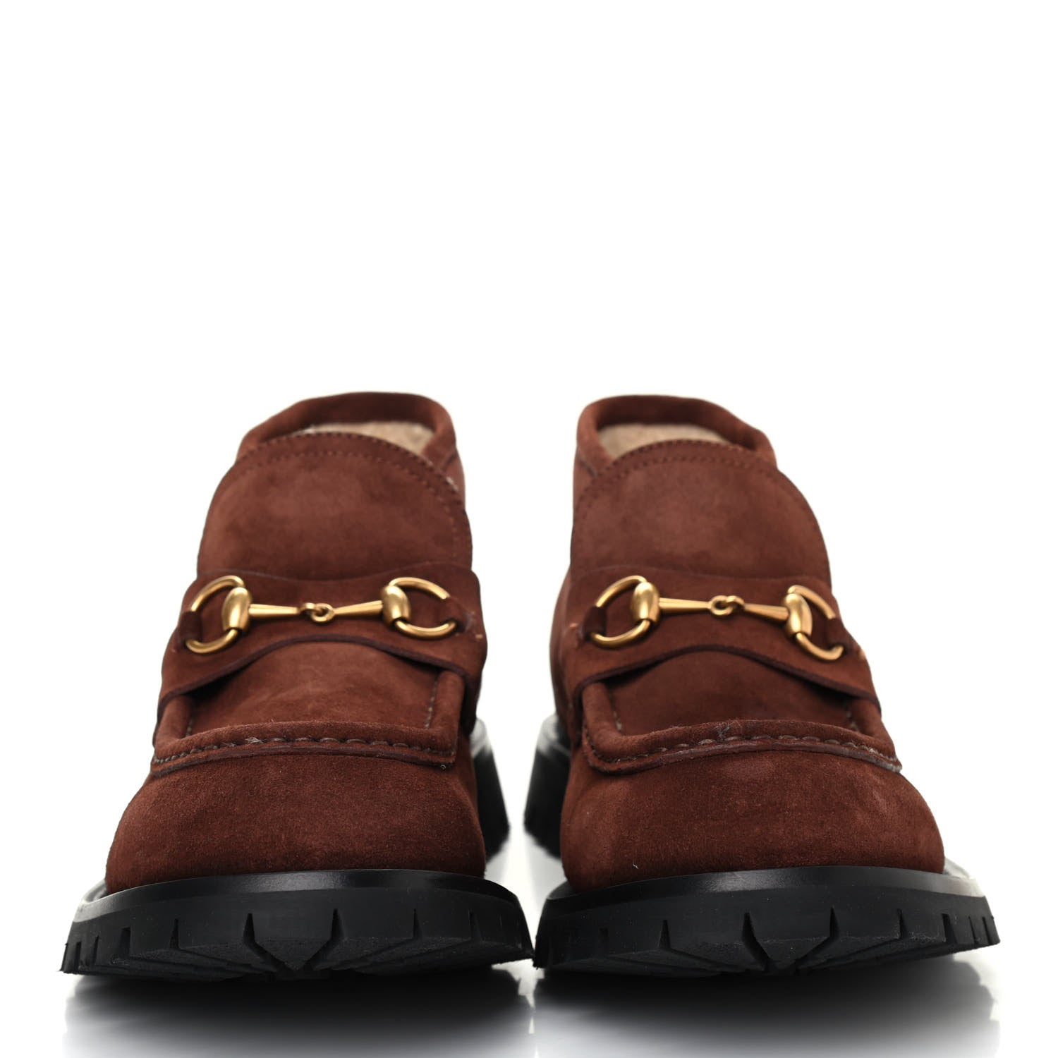 Gucci Suede Shearling Mens Harald Horsebit Ankle Boots 11 Light Brown Butterscotch 2 of 13