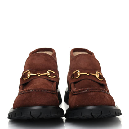 Gucci Suede Shearling Mens Harald Horsebit Ankle Boots 11 Light Brown Butterscotch 2 of 13