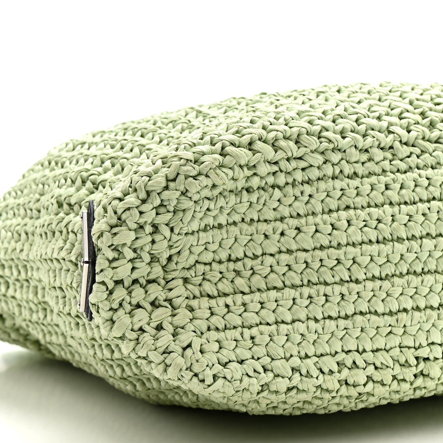 Yarn Raffia Effect Crochet Small Logo Tote Acqua