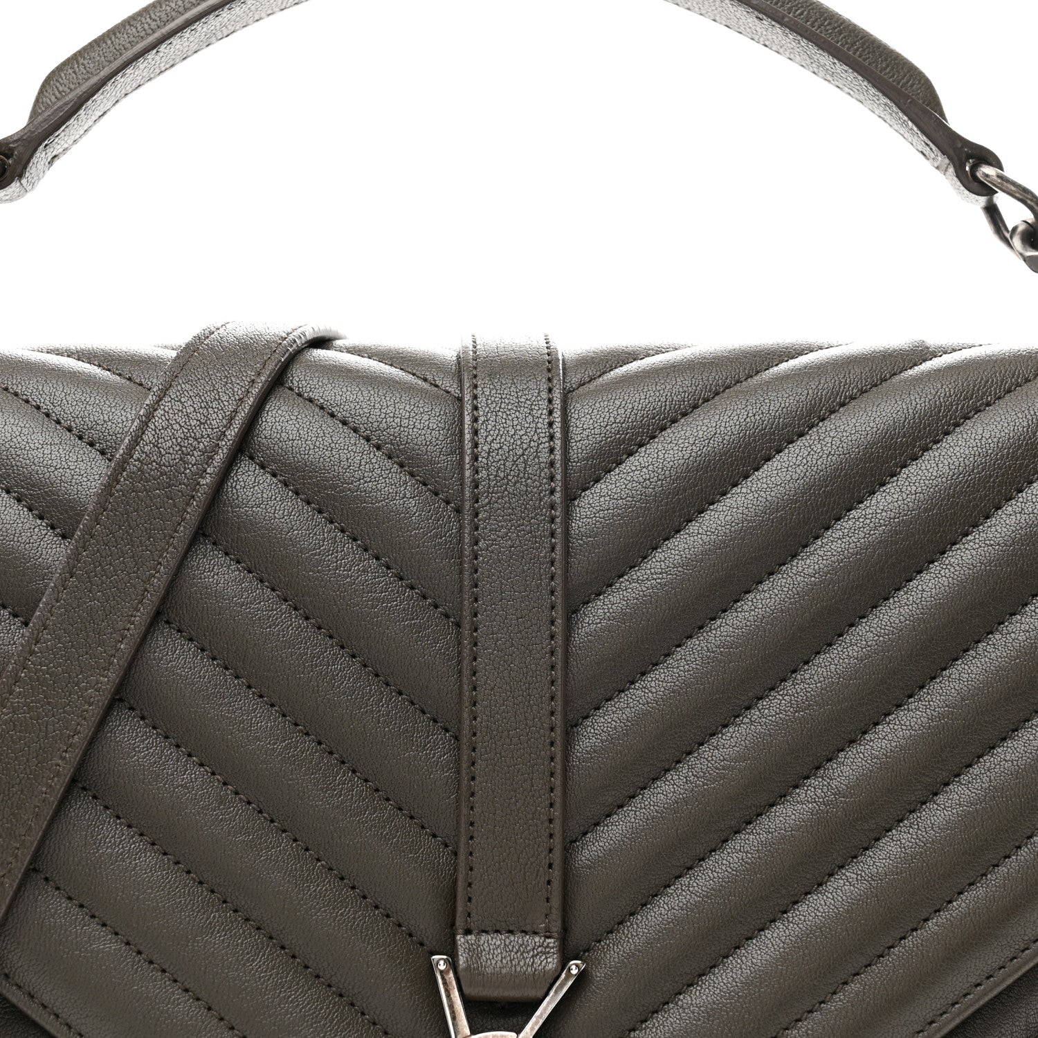 Saint Laurent Sheepskin Matelasse Chevron Monogram Large College Satchel Dark Anthracite 8 of 10