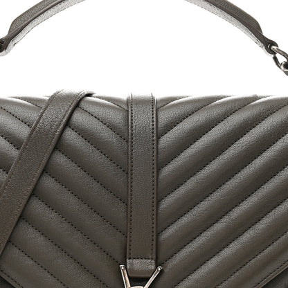 Saint Laurent Sheepskin Matelasse Chevron Monogram Large College Satchel Dark Anthracite 8 of 10