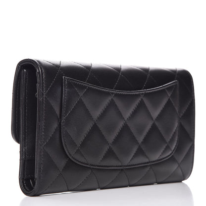 Chanel Lambskin Quilted Large Flap Wallet Black 3 of 9