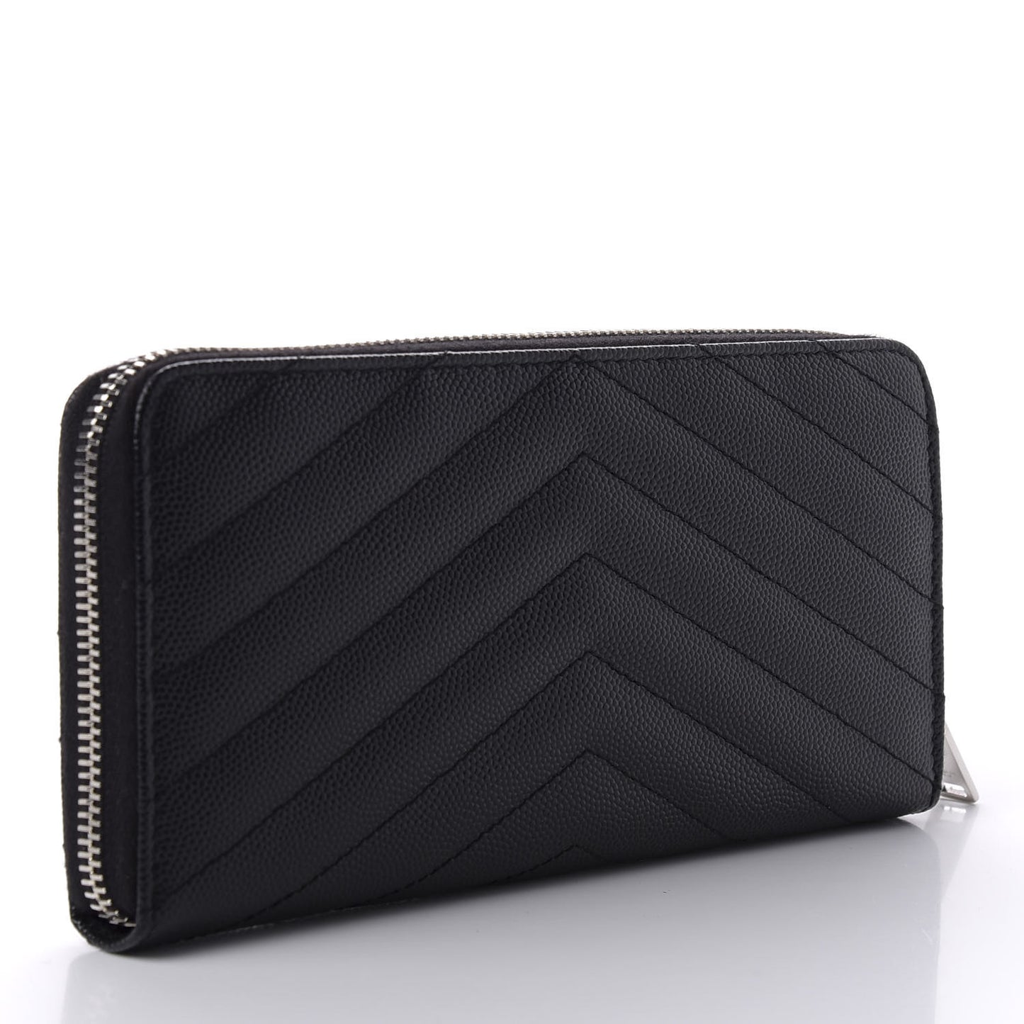 Grain De Poudre Matelasse Chevron Monogram Zip Around Wallet Black