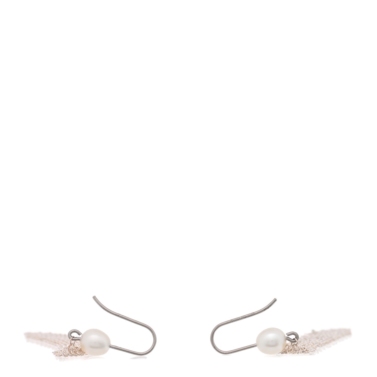 Sterling Silver Pearl Small Elsa Peretti Mesh Earrings