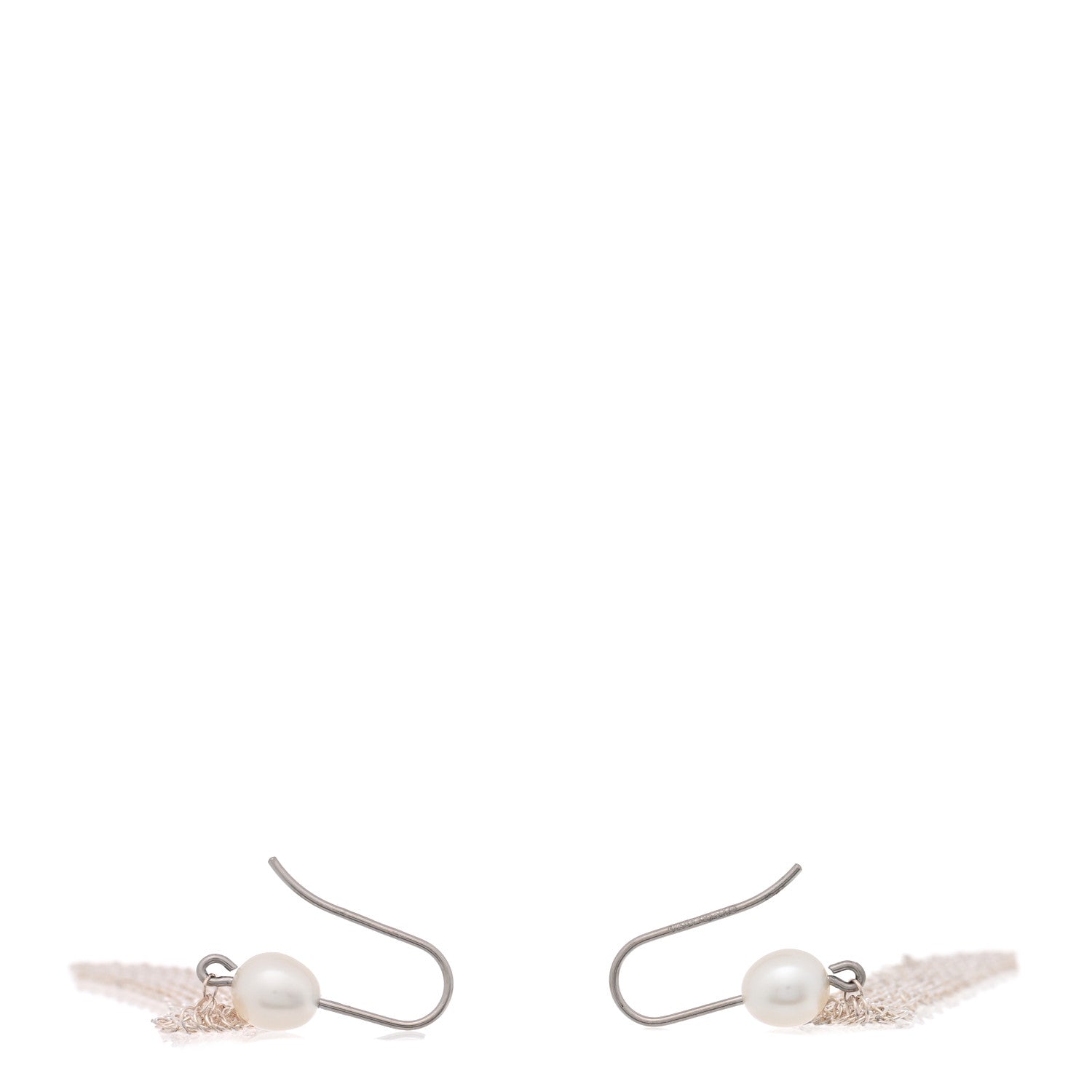 Tiffany Sterling Silver Pearl Small Elsa Peretti Mesh Earrings 3 of 5