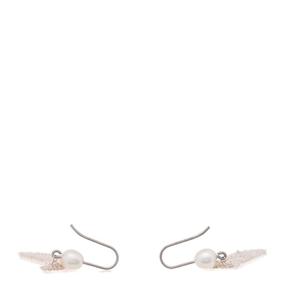 Tiffany Sterling Silver Pearl Small Elsa Peretti Mesh Earrings 3 of 5