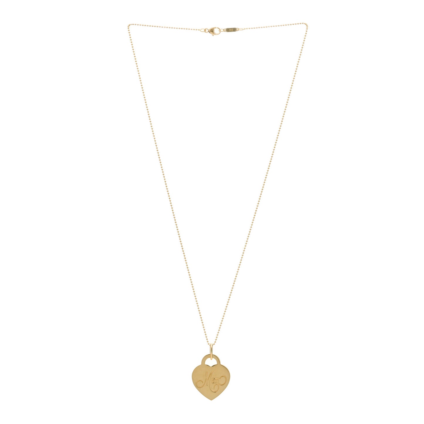 18K Yellow Gold Mom Heart Tag Pendant Necklace