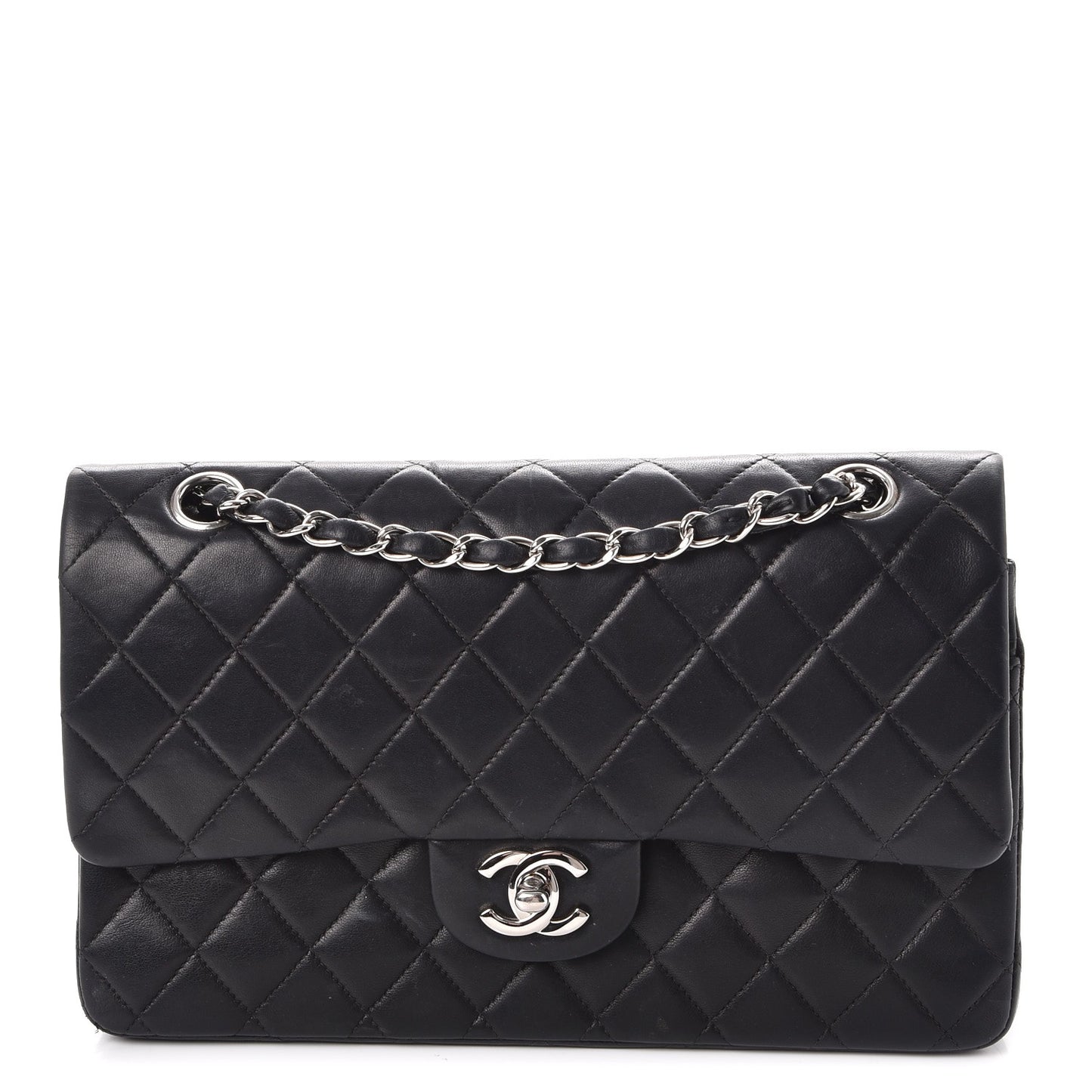 Lambskin Quilted Small Double Flap Black