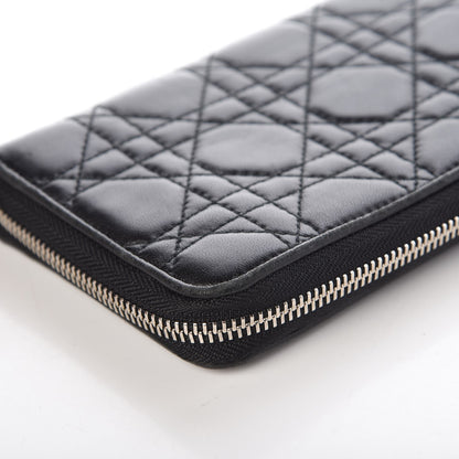 Christian Dior Lambskin Cannage Voyageur Wallet Black 9 of 18