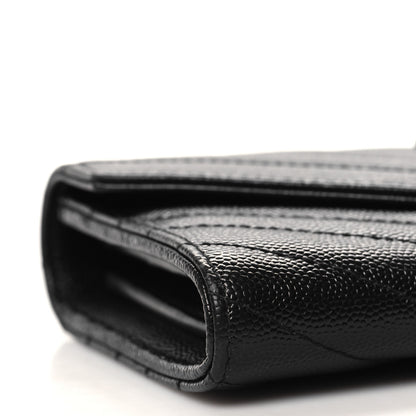 Saint Laurent Grain De Poudre Matelasse Chevron Monogram Flap Wallet Black 8 of 11