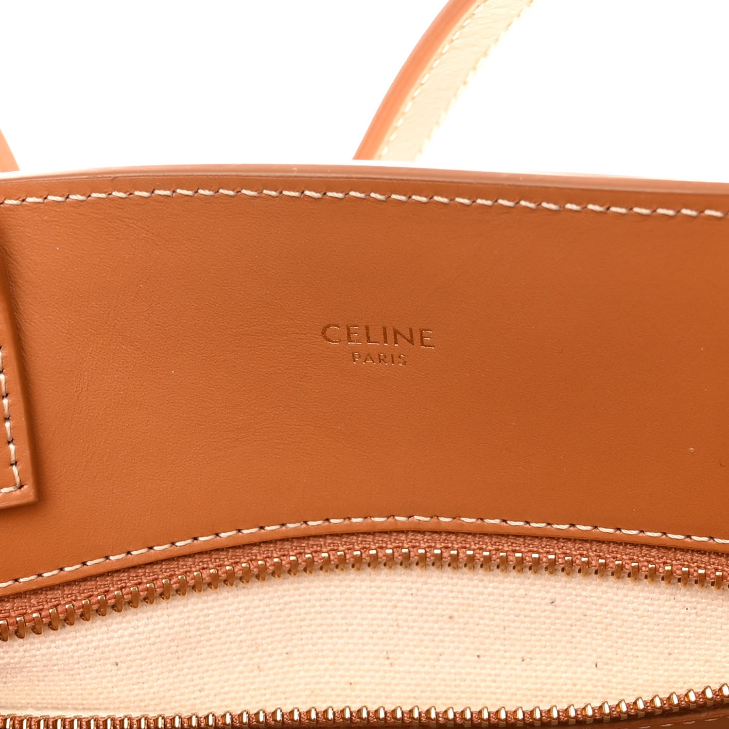 Celine Canvas Calfskin Logo Print Small Vertical Cabas Natural Tan 6 of 11