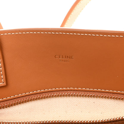 Celine Canvas Calfskin Logo Print Small Vertical Cabas Natural Tan 6 of 11