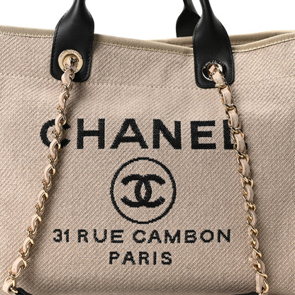 Chanel Mixed Fibers Medium Deauville Tote Beige Black 9 of 12