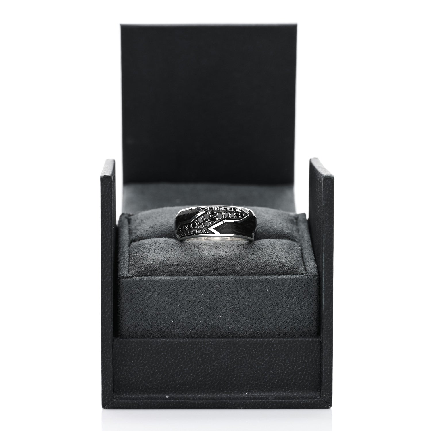 David Yurman Sterling Silver Black Diamond Forged Carbon Beveled Band Ring 60 9 5 of 5