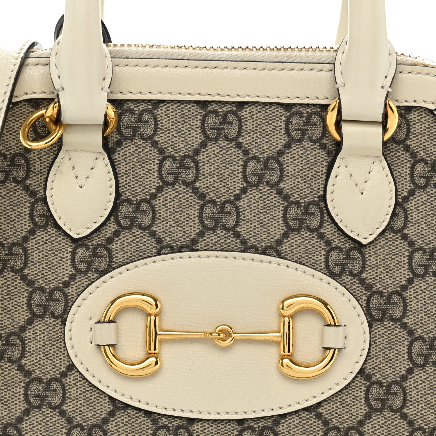 Gucci GG Supreme Monogram Azalea Calfskin Mini Horsebit 1955 Top Handle Bag Beige Ebony Mystic White 8 of 12