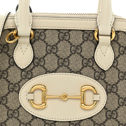Gucci GG Supreme Monogram Azalea Calfskin Mini Horsebit 1955 Top Handle Bag Beige Ebony Mystic White 8 of 12