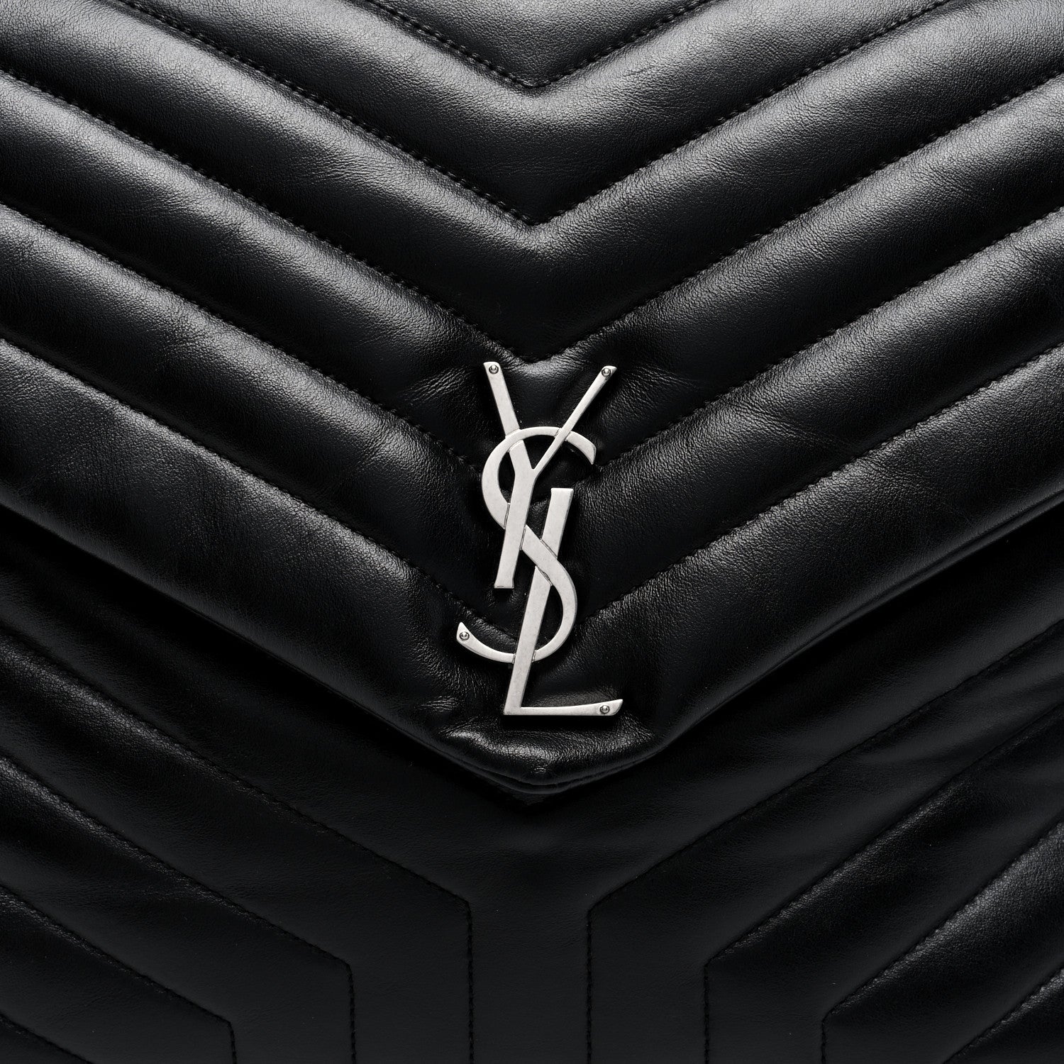 Saint Laurent Calfskin Y Quilted Monogram Large Loulou Chain Satchel Black 7 of 10