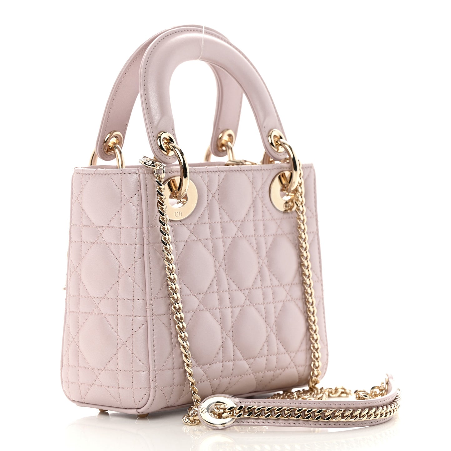 Metallic Lambskin Cannage Mini Lady Dior Lotus