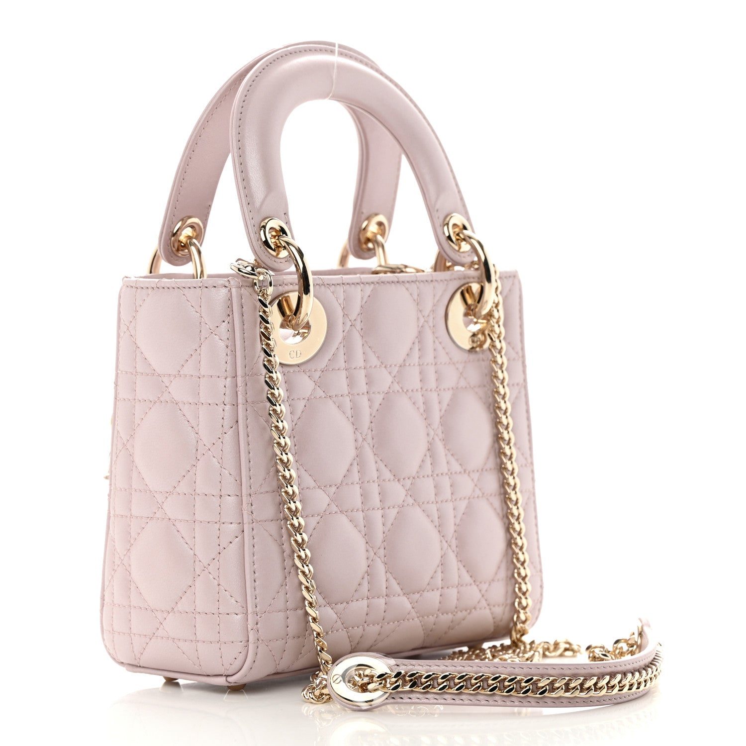 Christian Dior Metallic Lambskin Cannage Mini Lady Dior Lotus 3 of 11