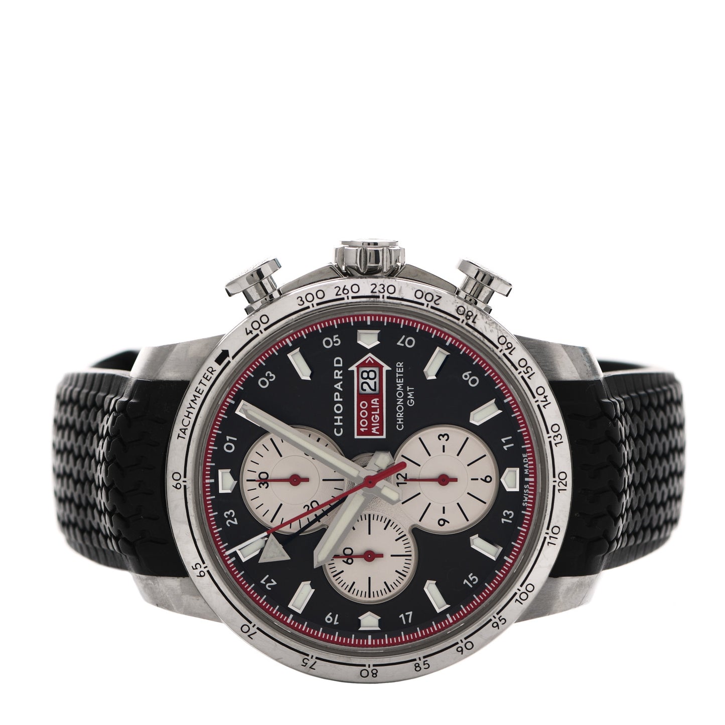 Stainless Steel Rubber 44mm Mille Miglia Chronograph Automatic Watch Black