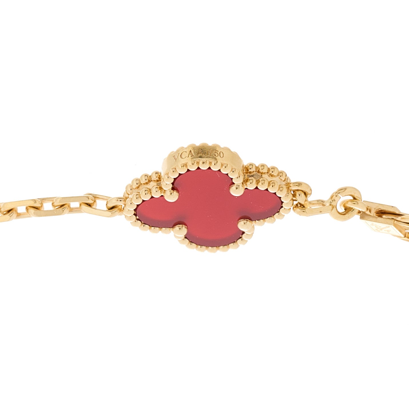 Van Cleef & Arpels 18K Yellow Gold Carnelian 5 Motifs Vintage Alhambra Bracelet 4 of 6