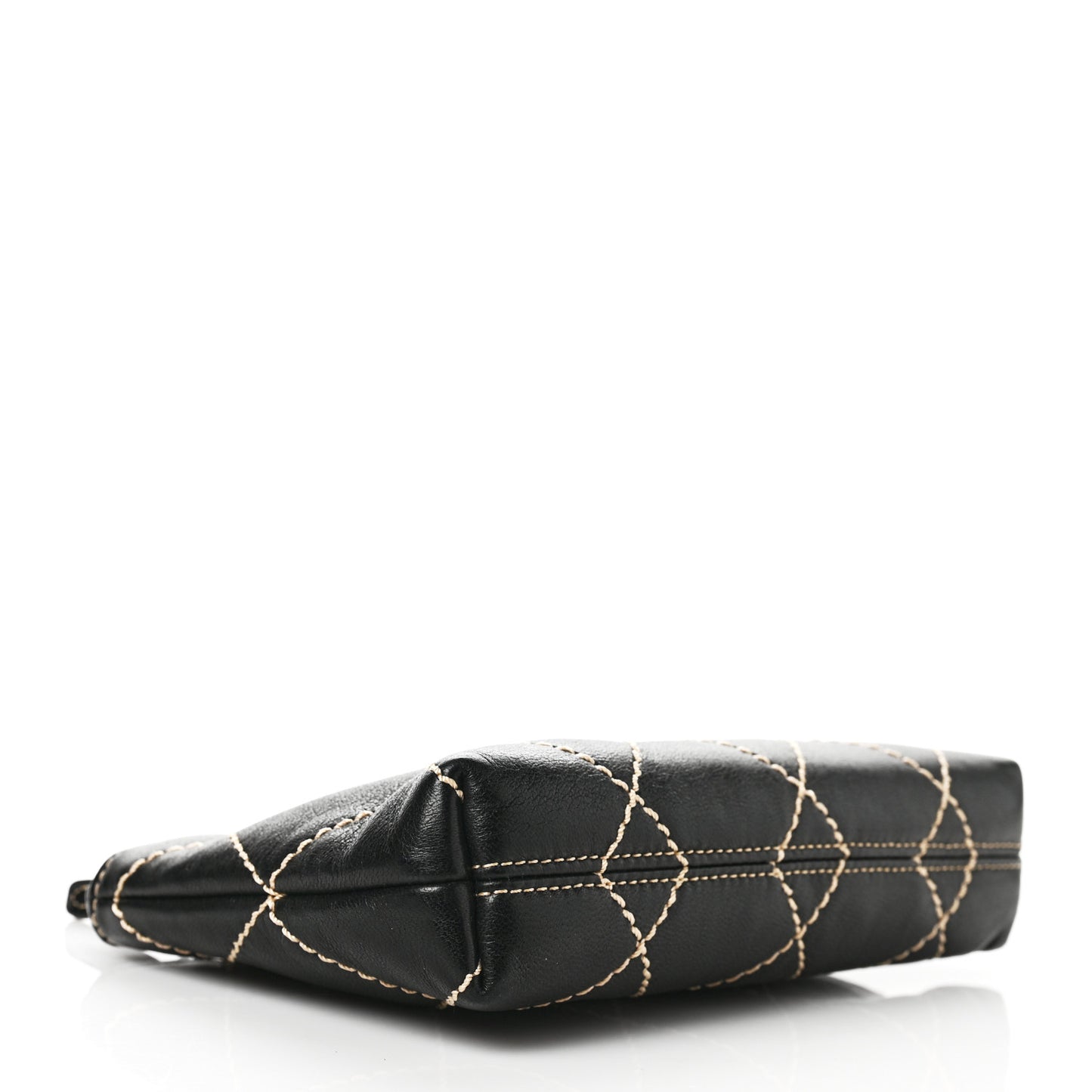 Lambskin Surpique Stitch Pochette Black