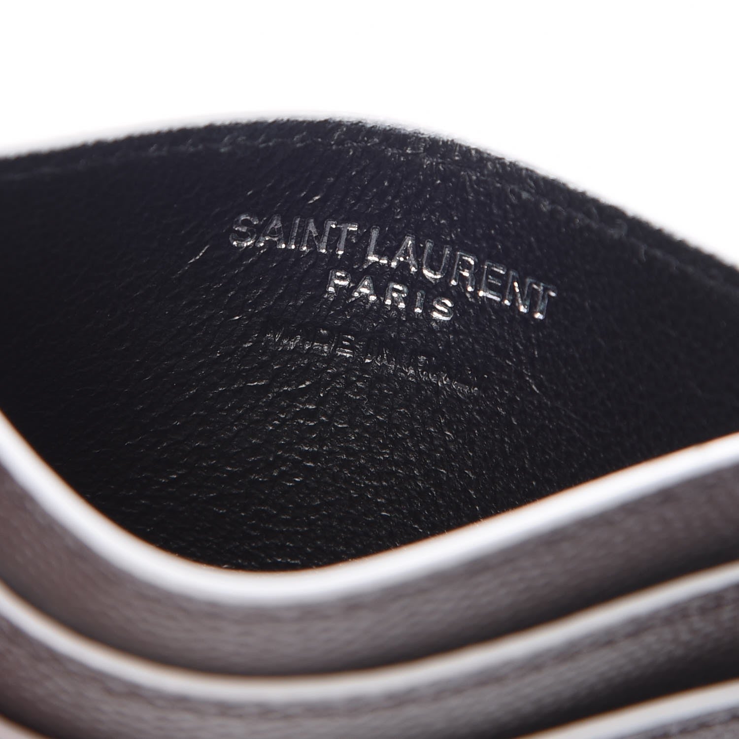 Saint Laurent Grain De Poudre Monogram Credit Card Case Grey 6 of 8