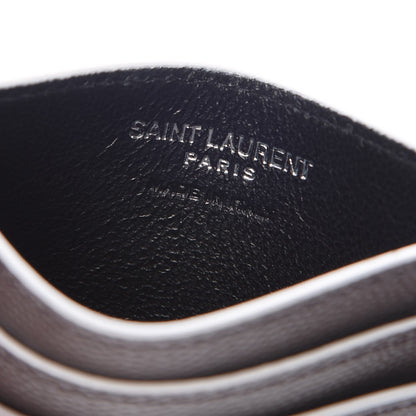 Saint Laurent Grain De Poudre Monogram Credit Card Case Grey 6 of 8