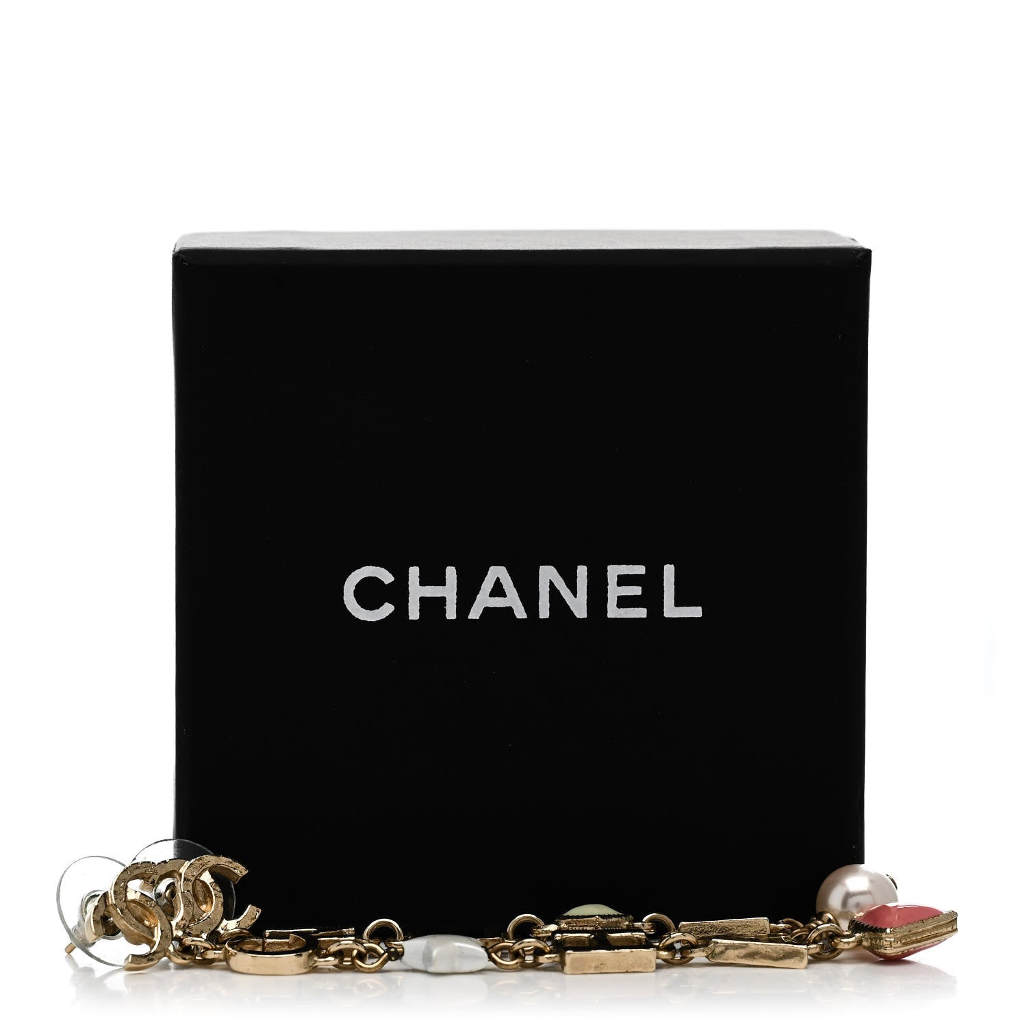 Chanel Enamel Pearl CC Cha-Nel Drop Earrings Gold 5 of 5
