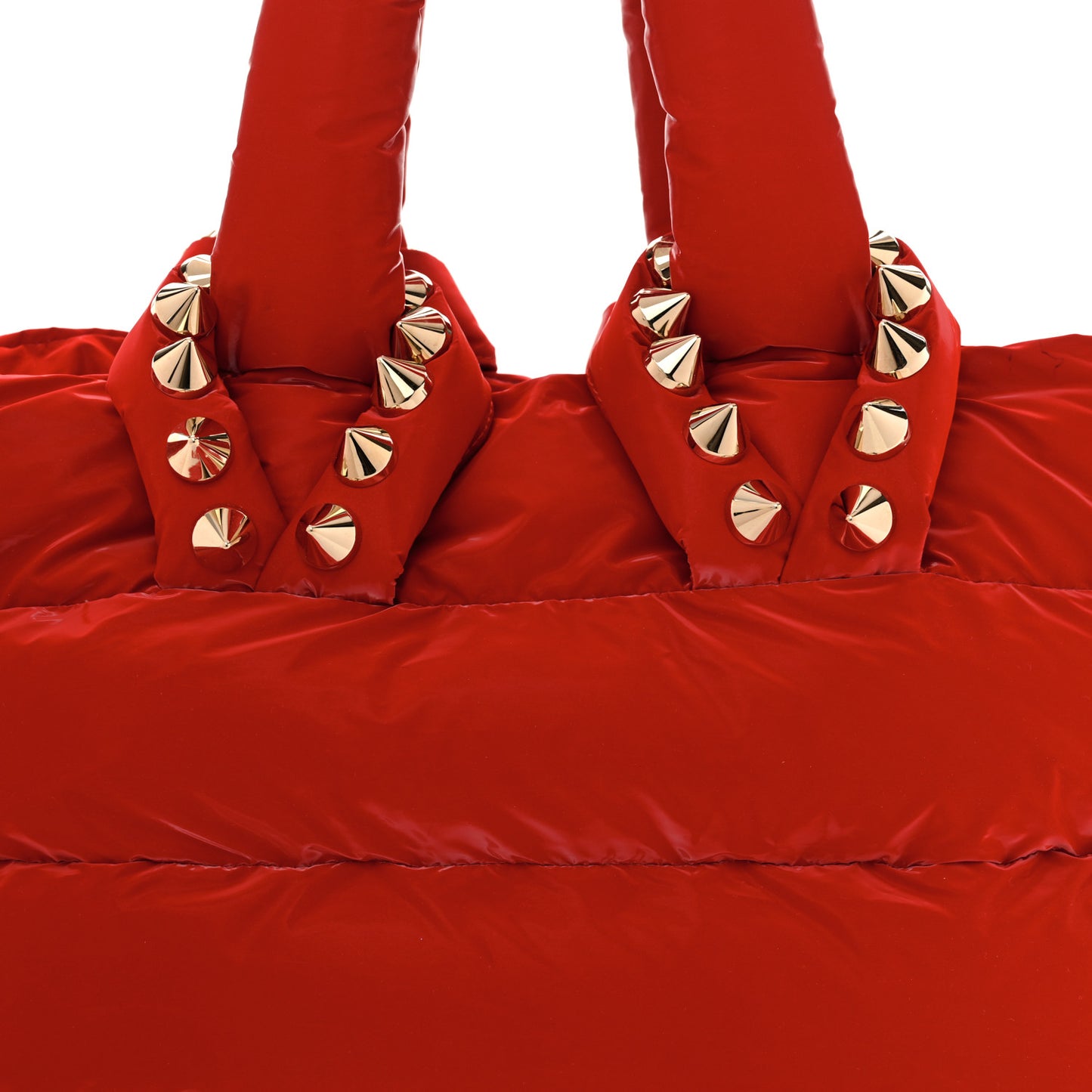 Nylon Padded Gloss Large Cabamoon Tote Red