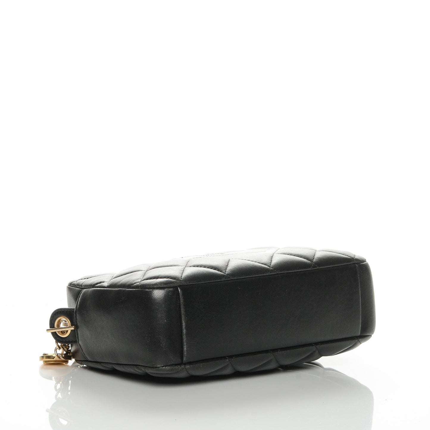 Lambskin Quilted Small Diamond CC Camera Case Black